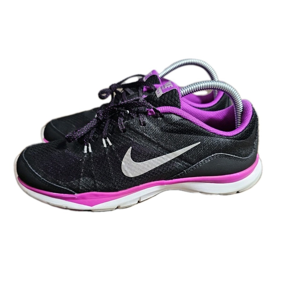 Nike Womens Sz 8.5 Flex Trainer 5 Shoes Black Silver Purple Training 724858-015